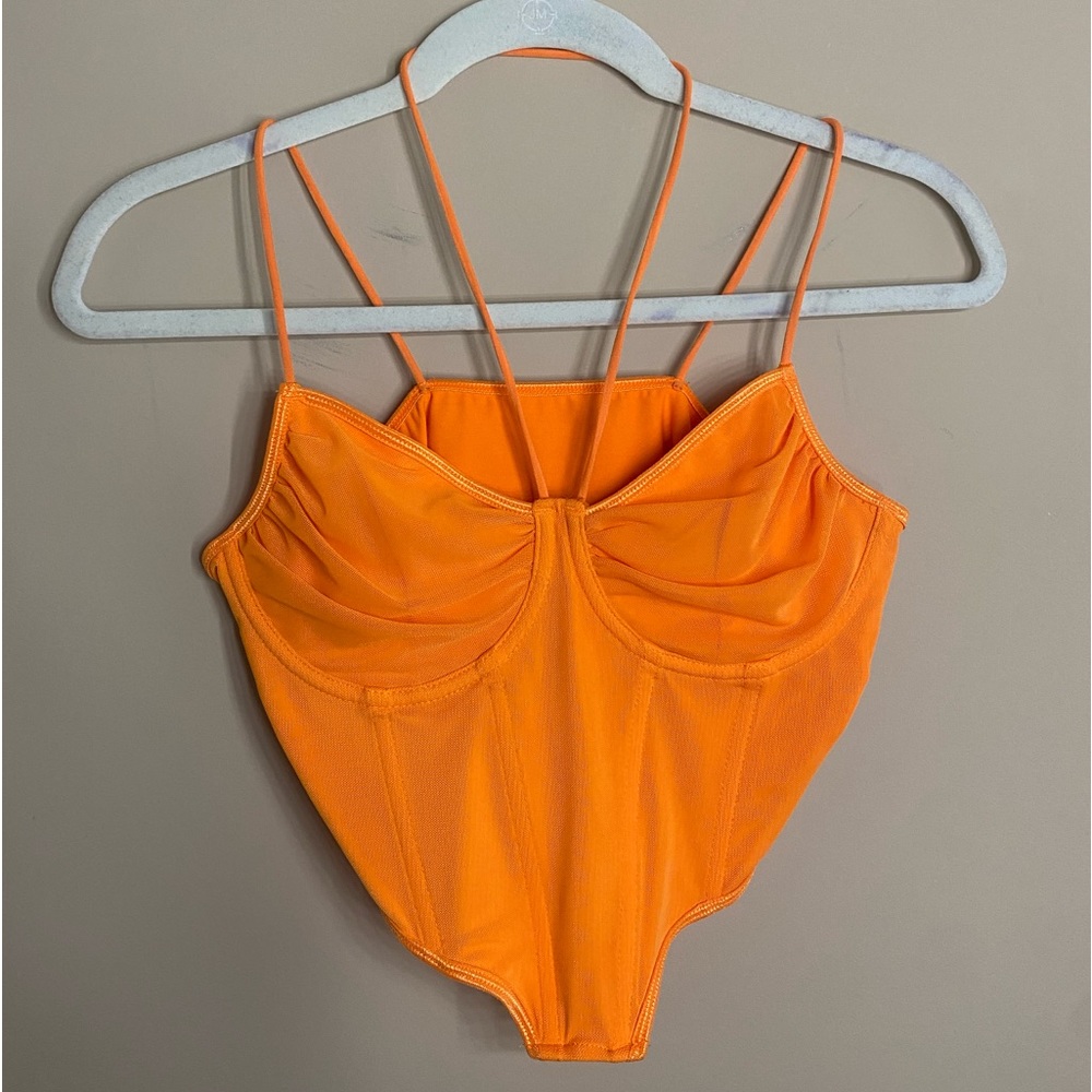 Shein orange crop top corset